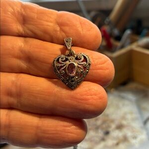 925 Heart Pendant Necklace with Amethyst